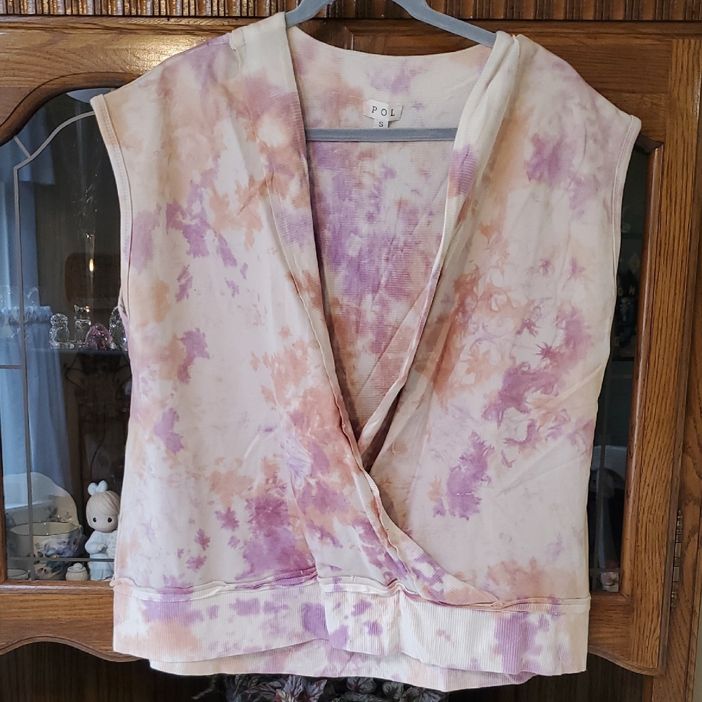 Pol Tye-Dye Sleeveless Wrap Top